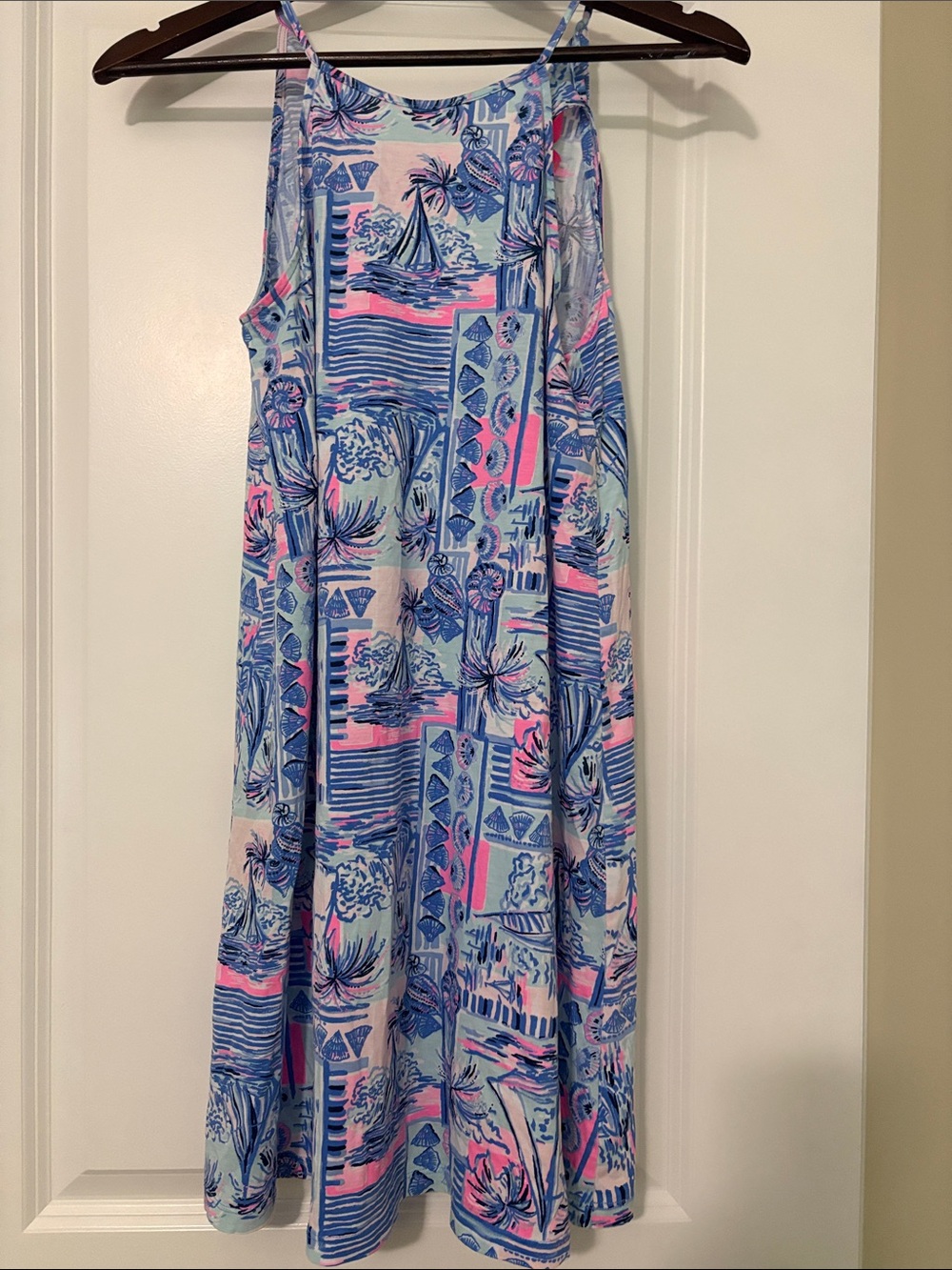 Lilly Pulitzer Blue and Pink Tropical Print Swim Coverup